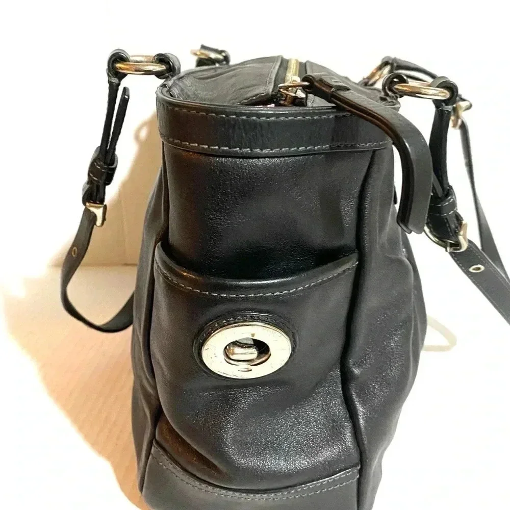 Coach vintage black leather satchel handbag